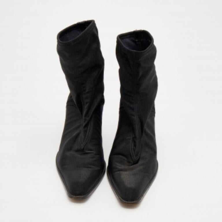 Sergio Rossi Schwarze Stiefeletten aus Spandex in Knöchellänge Größe 39 im Zustand „Relativ gut“ im Angebot in Dubai, Al Qouz 2