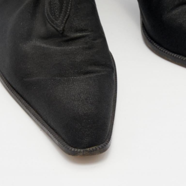 Sergio Rossi Schwarze Stiefeletten aus Spandex in Knöchellänge Größe 39 im Angebot 1