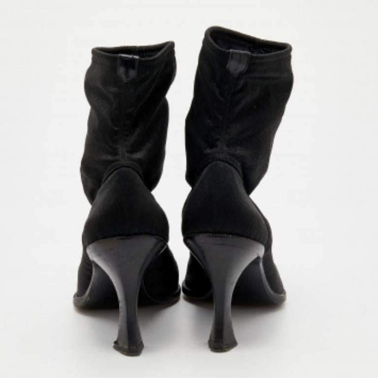Sergio Rossi Schwarze Stiefeletten aus Spandex in Knöchellänge Größe 39 im Angebot 2