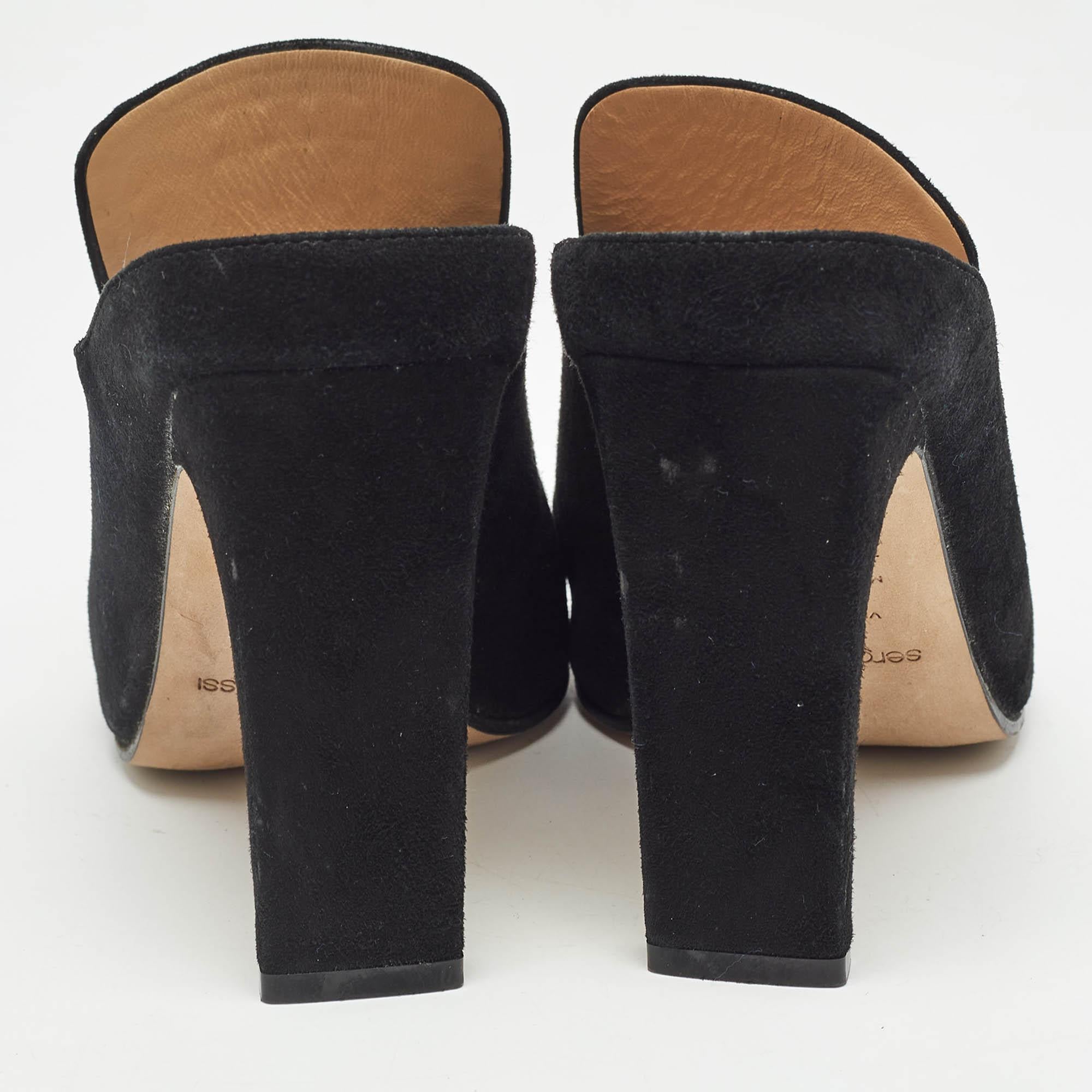 Sergio Rossi Nero SR1 Cristalli Tacco Mules Taglia 36.5 in vendita 1