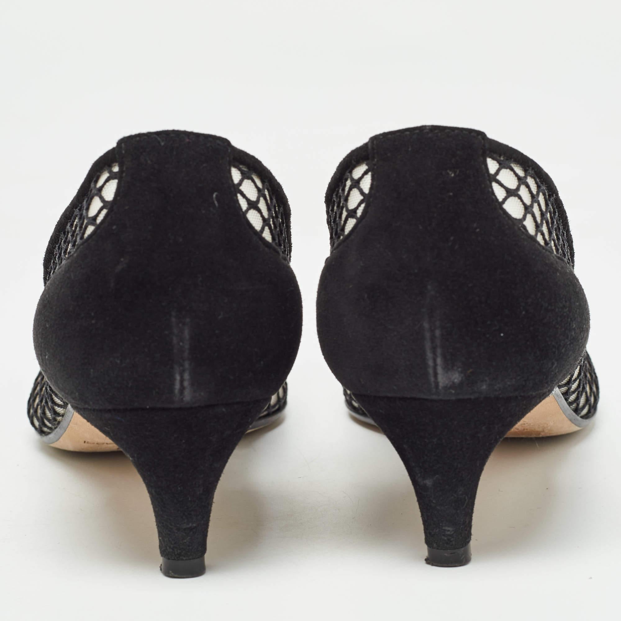 Sergio Rossi Black Suede and Mesh Crystals Pumps Size 37 For Sale 1