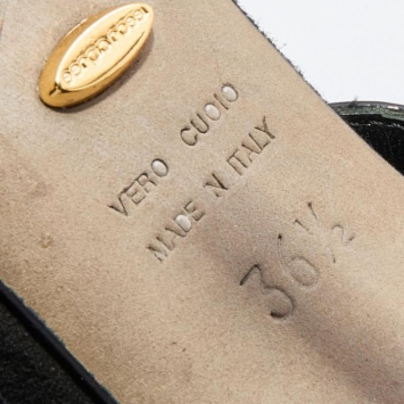 Sergio Rossi Sandali con plateau in pelle scamosciata e vernice nera misura 36,5 in vendita 2