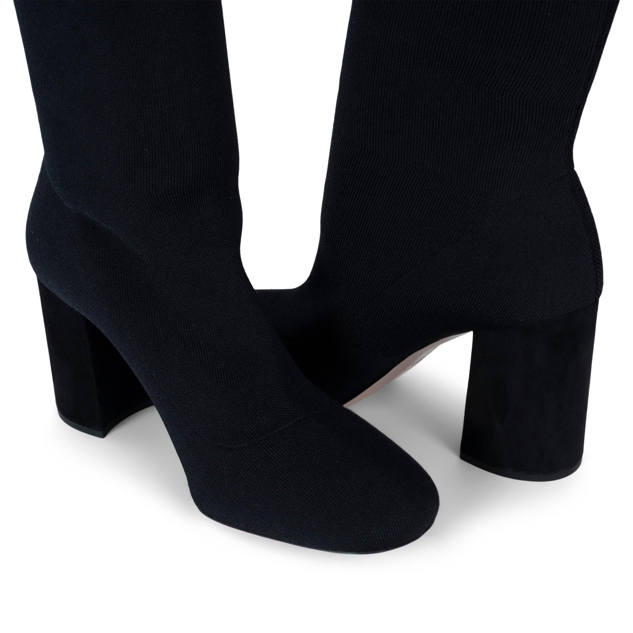 SERGIO ROSSI daim noir BLOCK HEEL PLATFORM OVER-KNEE Boots Shoes 37 en vente 2