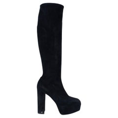 SERGIO ROSSI black suede BLOCK HEEL PLATFORM OVER-KNEE Boots Shoes 37 SERGIO ROSSI black suede BLOCK HEEL PLATFORM OVER-KNEE Boots Shoes 37