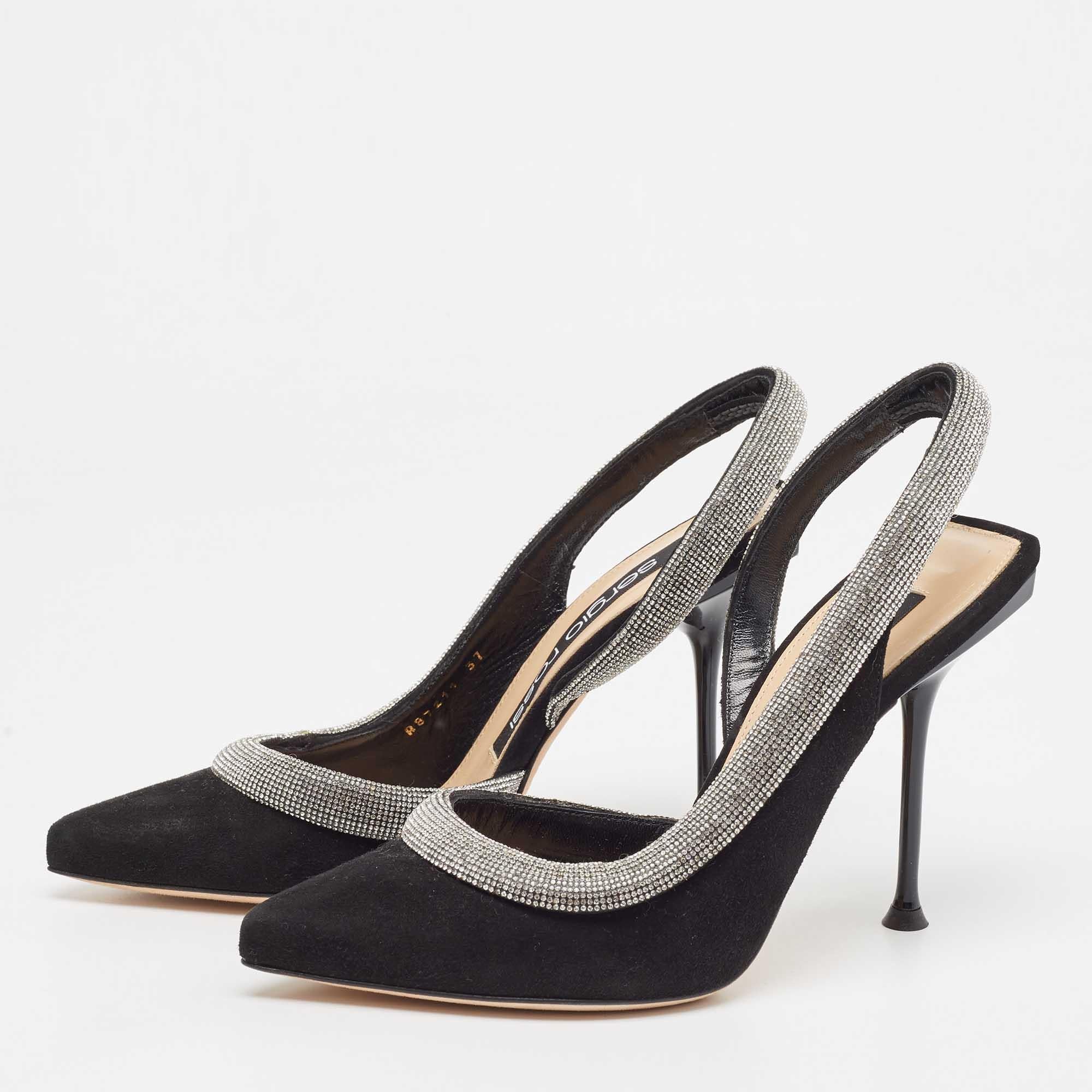 Exhibit an elegant style with this pair of pumps. These Sergio Rossi slingbacks for women are crafted from quality materials. They are set on durable soles and sleek heels.

