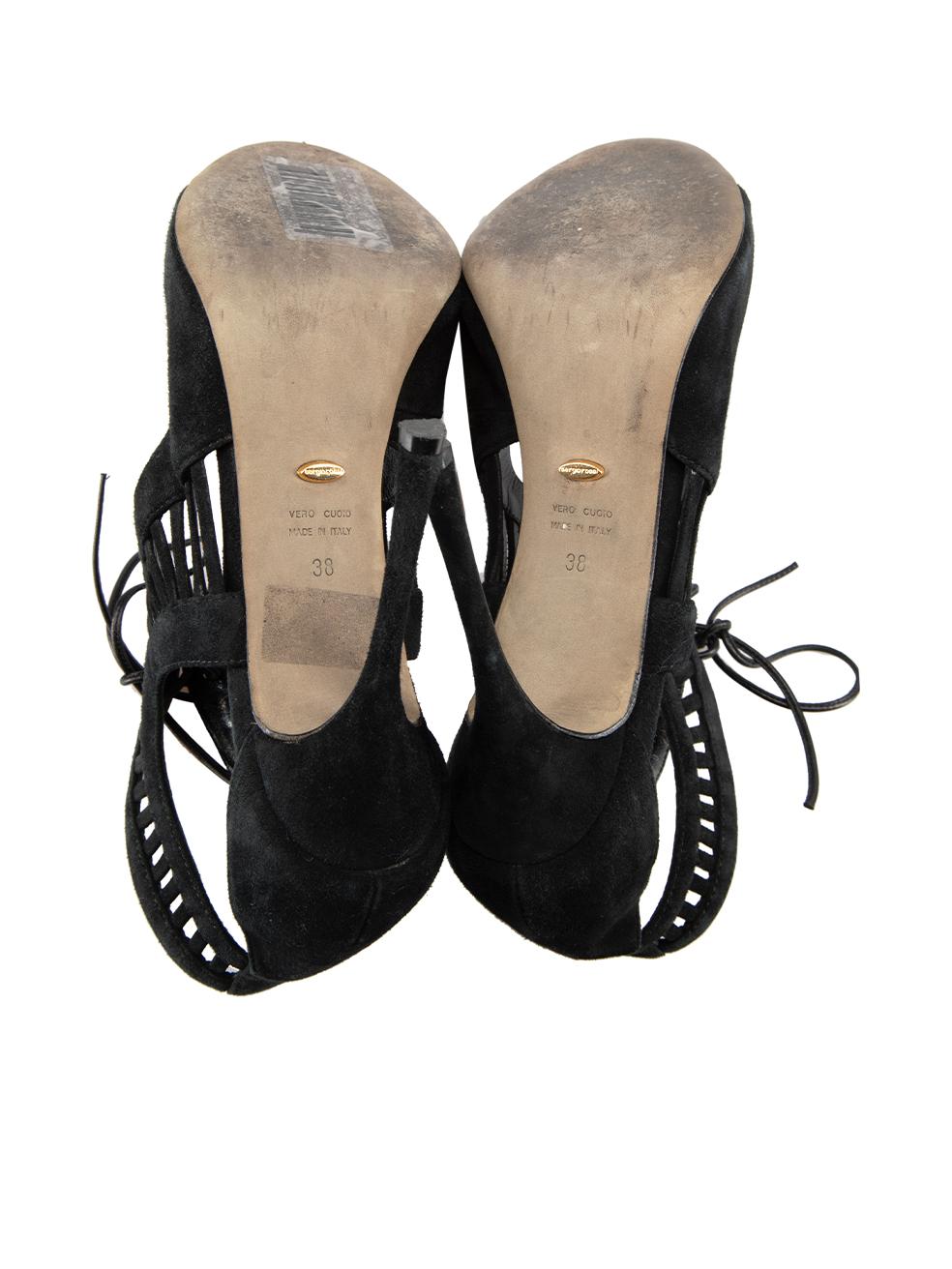 Women's Sergio Rossi Black Suede Cut Out Heels Size IT 38