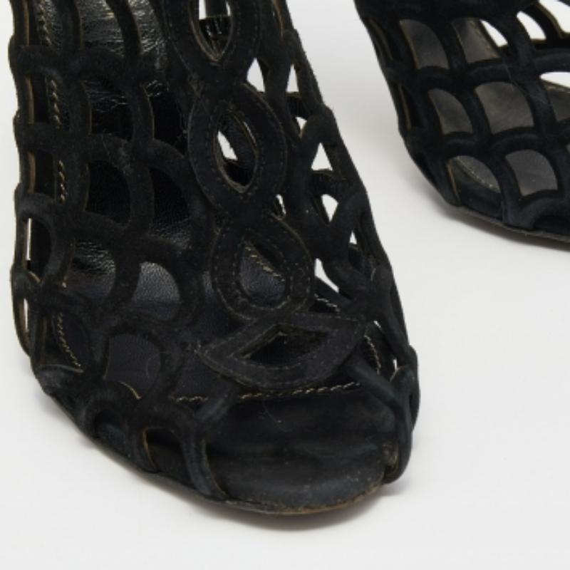 Sergio Rossi - Bottines en daim noir à bout ouvert Taille 36 Pour femmes en vente