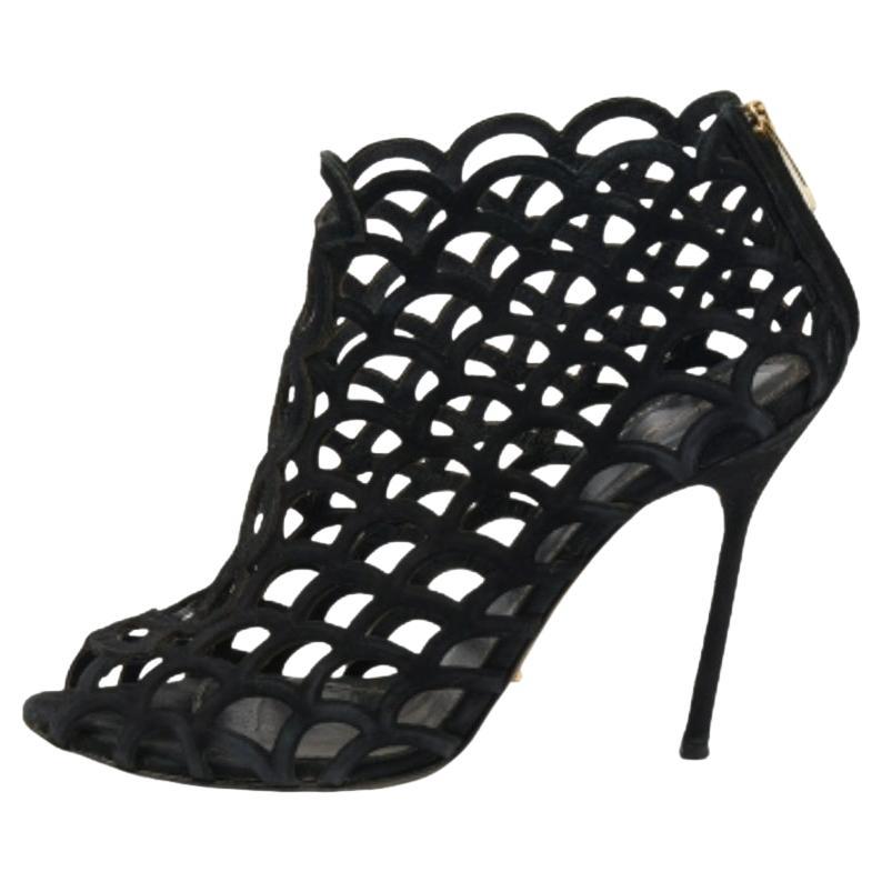 Sergio Rossi - Bottines en daim noir à bout ouvert Taille 36