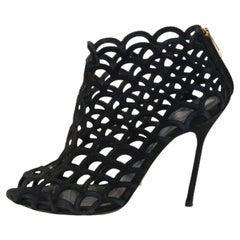 Sergio Rossi - Bottines en daim noir à bout ouvert Taille 36