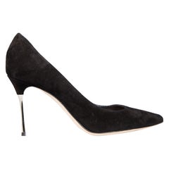 Sergio Rossi Black Suede Godiva Steel Heels Size IT 41