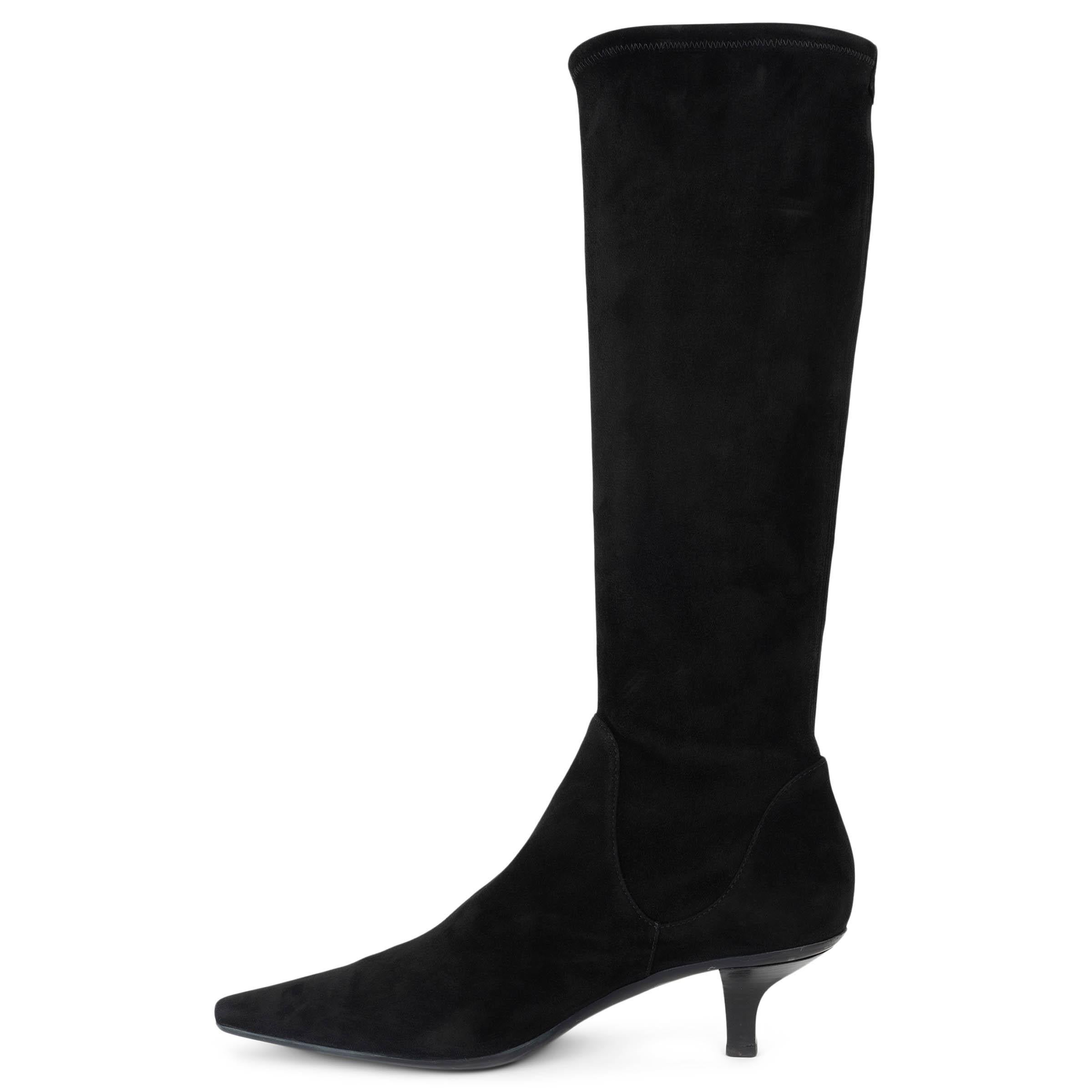 Black SERGIO ROSSI black suede KITTEN HEEL Boots Shoes 39 For Sale