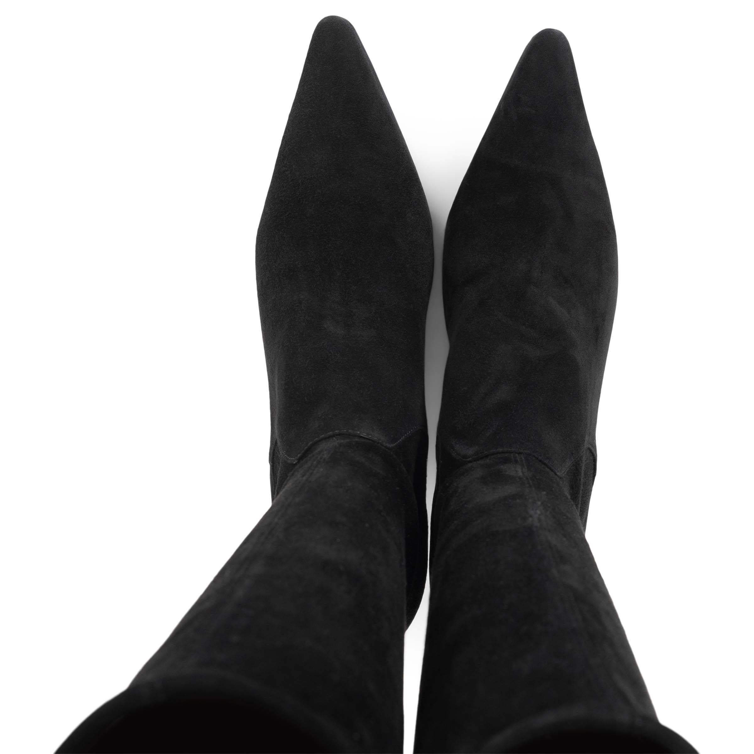 Women's SERGIO ROSSI black suede KITTEN HEEL Boots Shoes 39 For Sale