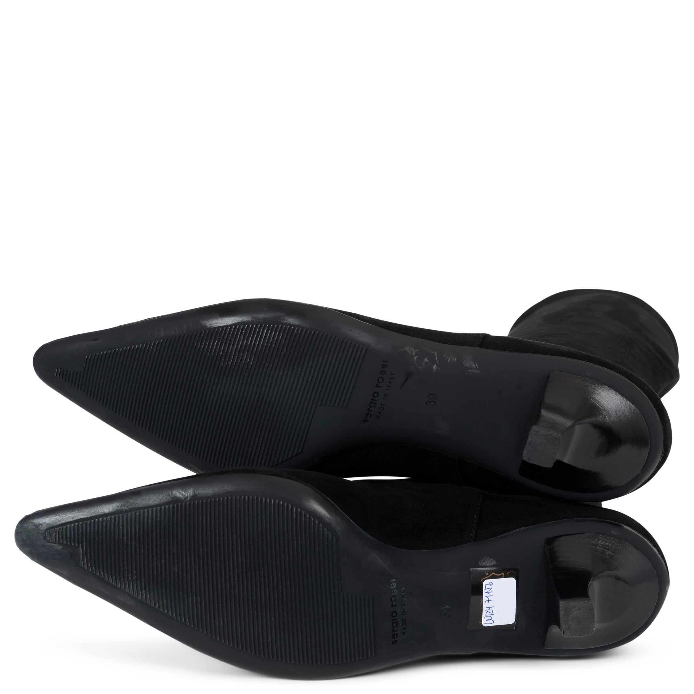 SERGIO ROSSI black suede KITTEN HEEL Boots Shoes 39 For Sale 2