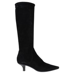 SERGIO ROSSI daim noir KITTEN HEEL Bottes Chaussures 39