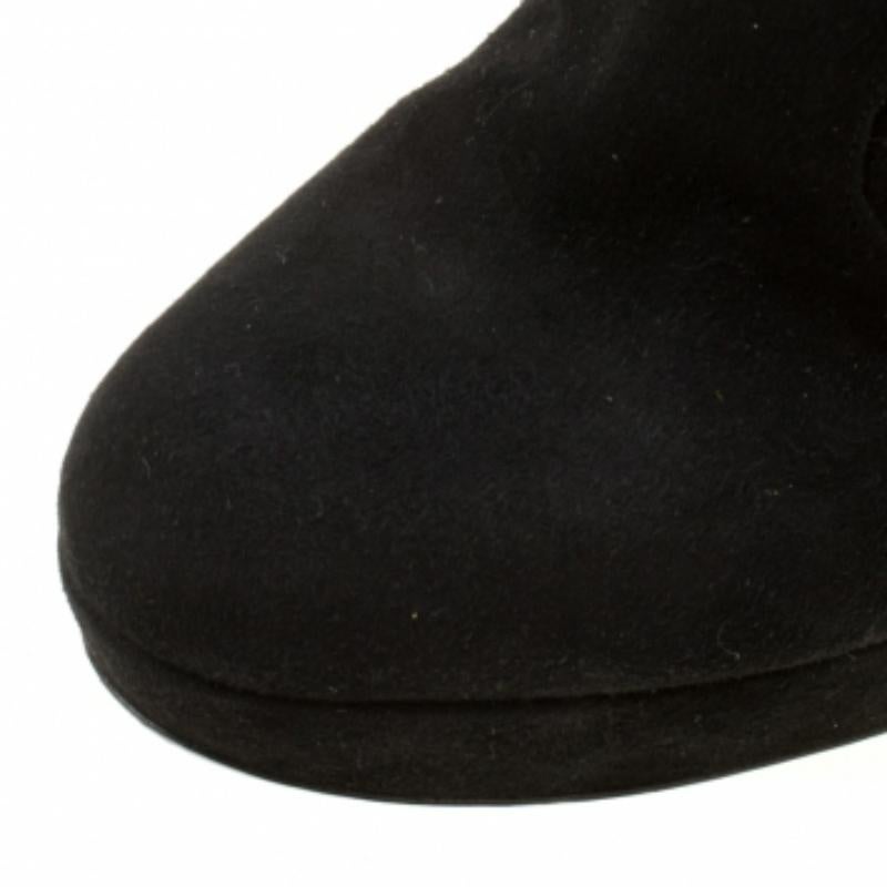 Sergio Rossi Black Suede Platform Ankle Boots Size 36.5 en vente 2