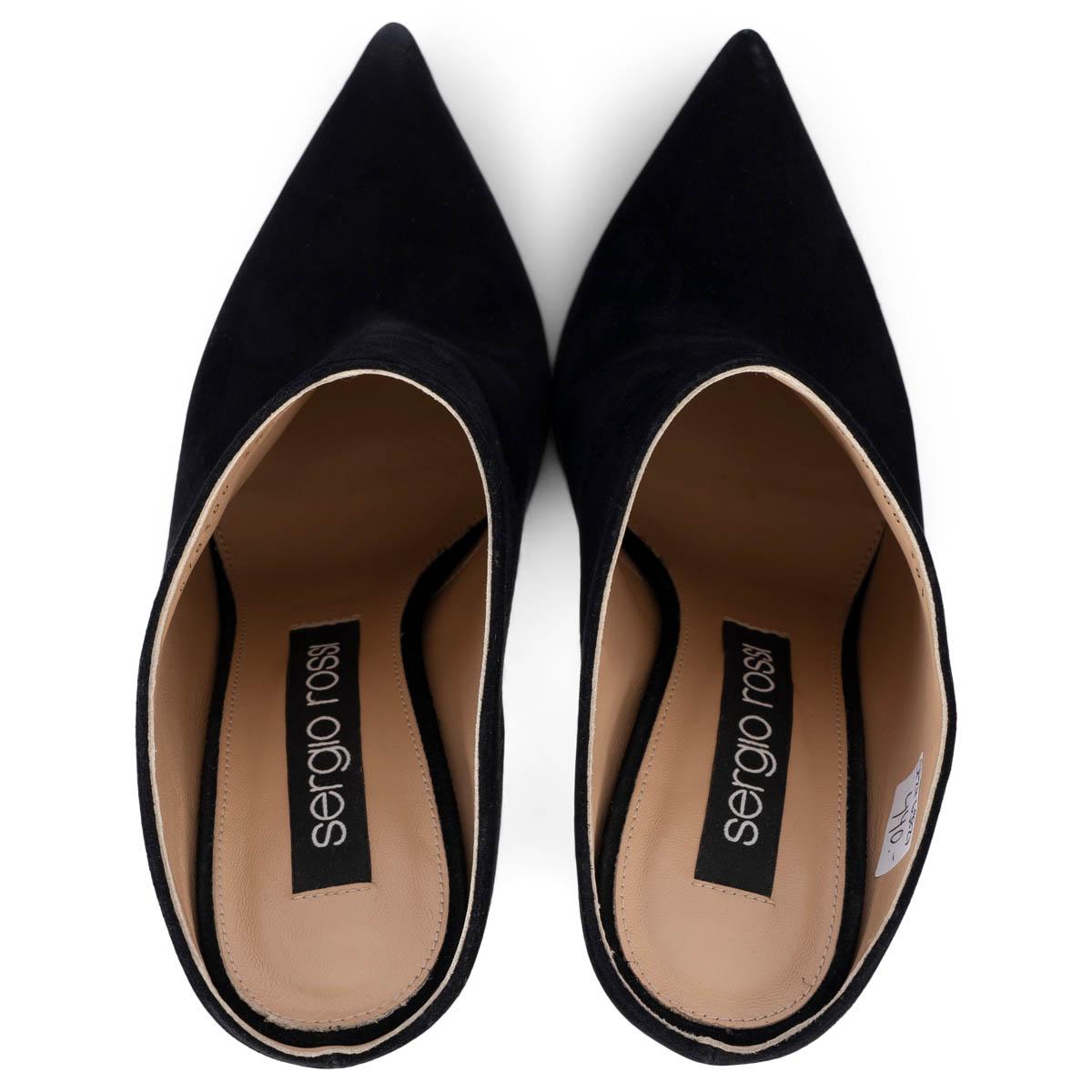 SERGIO ROSSI schwarze Schuhe aus Wildleder, POINTED TOE MULES, 38,5 im Angebot 1