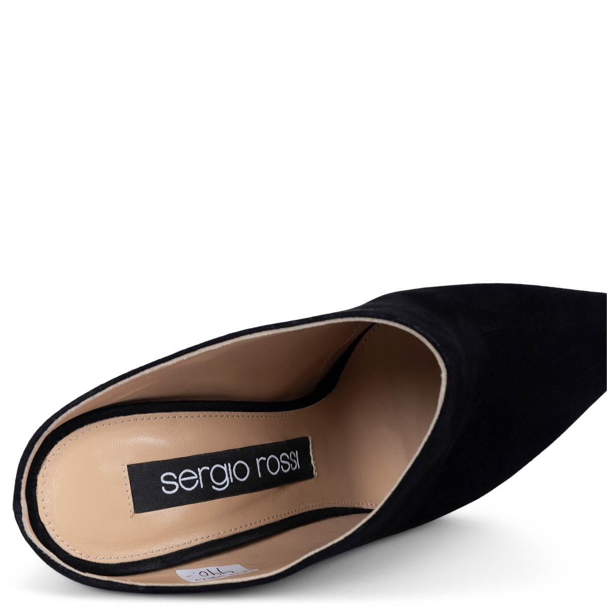 SERGIO ROSSI black suede POINTED TOE MULES Shoes 38.5 For Sale 1
