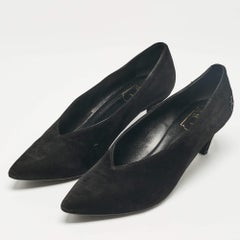 Roger Vivier Black Suede Pointed Toe Pumps Size 38.5