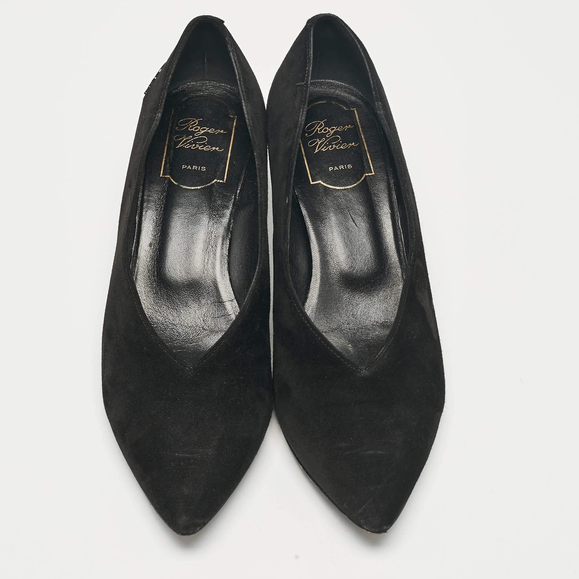 Sergio Rossi Black Suede Pointed Toe Pumps Size 38.5 Negro en venta