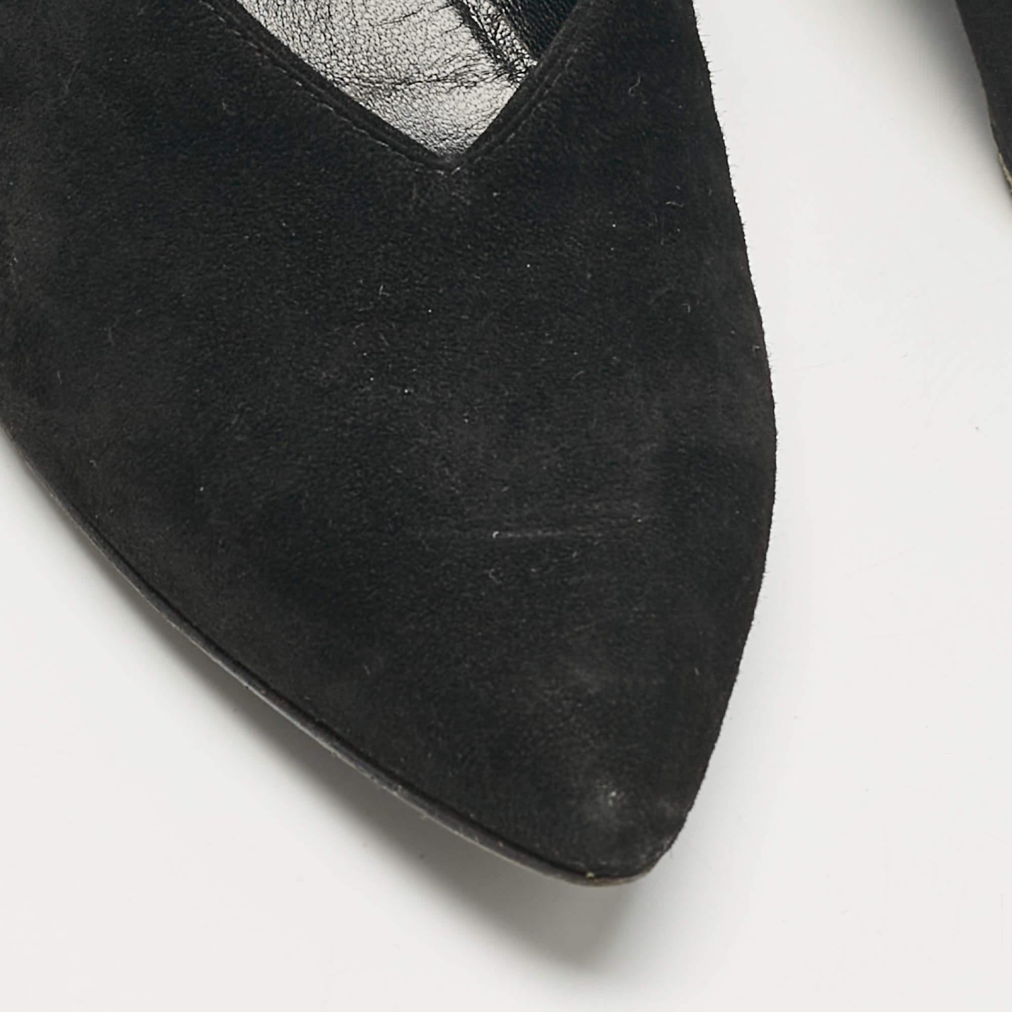 Sergio Rossi Black Suede Pointed Toe Pumps Size 38.5 en venta 2