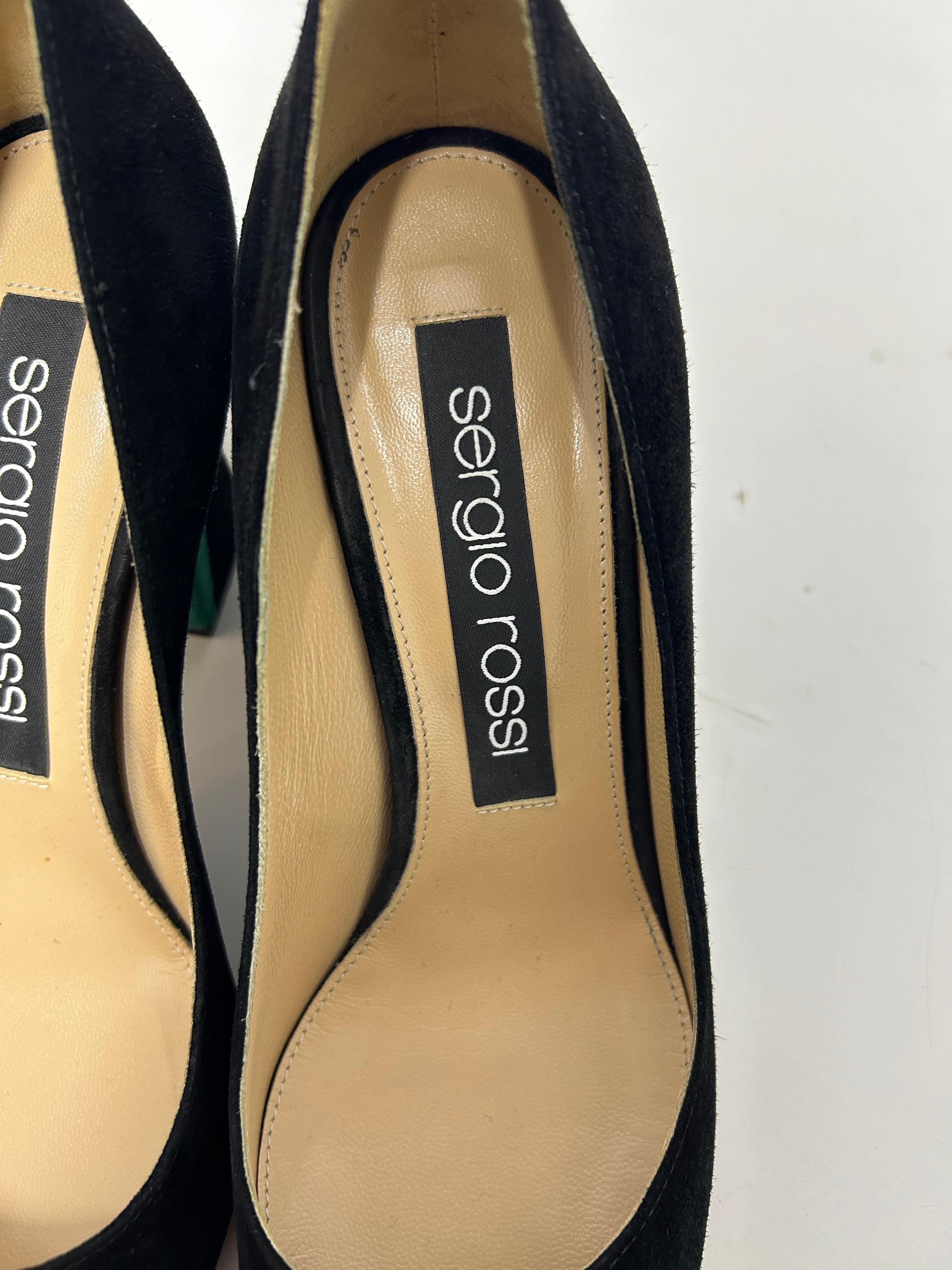 Sergio Rossi Black Suede Pumps Size EU 38 For Sale 6