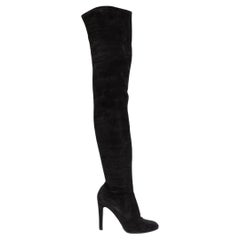 SERGIO ROSSI black suede STRETCH OVER THE KNEE Boots Shoes 40