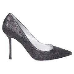 Sergio Rossi Pumps a punta in pelle nera testurizzata misura IT 38,5