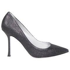 Sergio Rossi Pumps a punta in pelle nera testurizzata misura IT 38,5