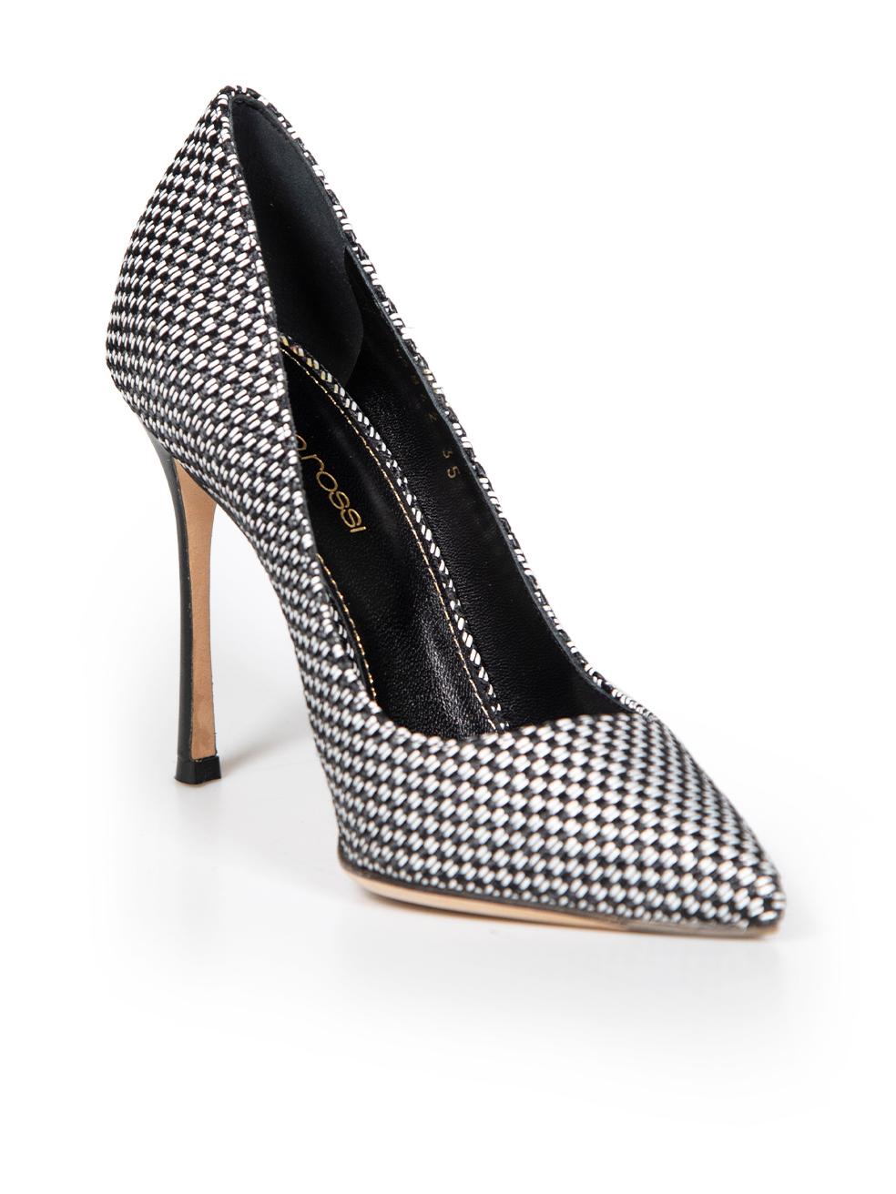 CONDITION is Never worn. No visible wear to heels is evident on this new Sergio Rossi designer resale item.
 
 
 
 Details
 
 
 Black
 
 Cloth textile
 
 Slip on pumps
 
 Weave gingham accent
 
 Pointed toe
 
 High heel
 
 
 
 
 
 Made in Italy
 
 
