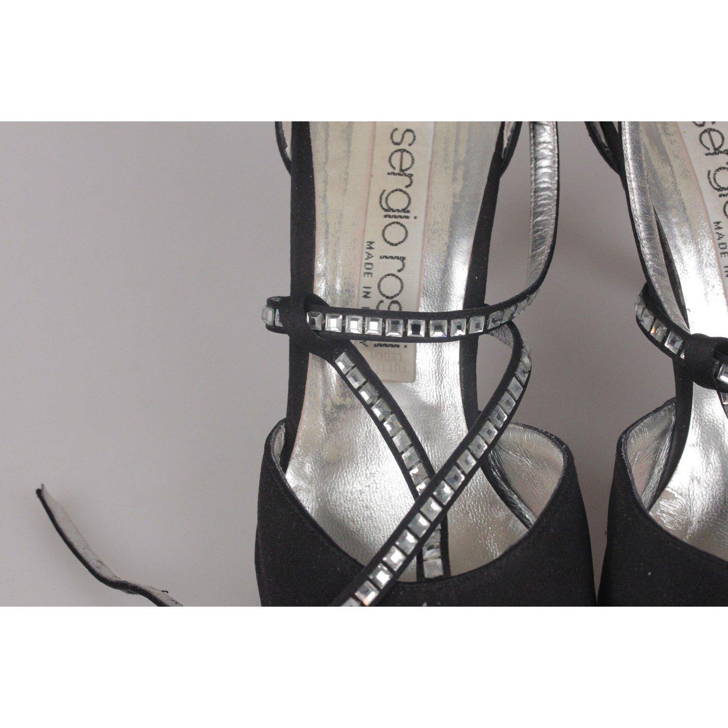 Women's SERGIO ROSSI BlackFabric D'Orsay Shoes HEELS PUMPS with Crystals 36 IT