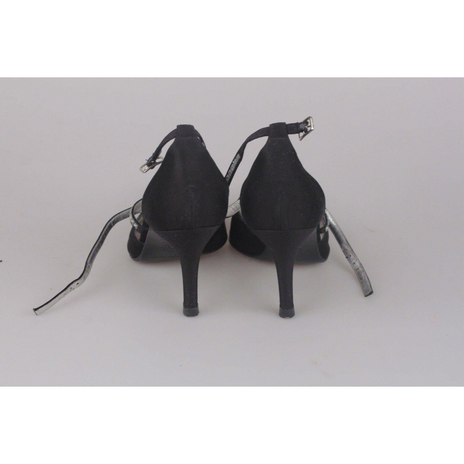 SERGIO ROSSI BlackFabric D'Orsay Shoes HEELS PUMPS with Crystals 36 IT 1