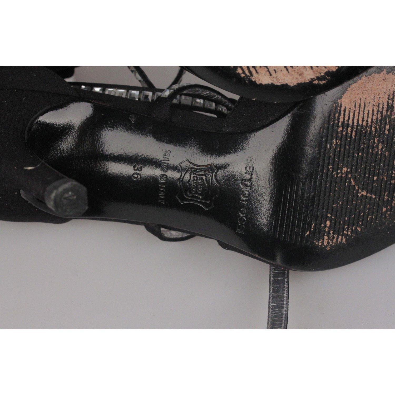 SERGIO ROSSI BlackFabric D'Orsay Shoes HEELS PUMPS with Crystals 36 IT 2