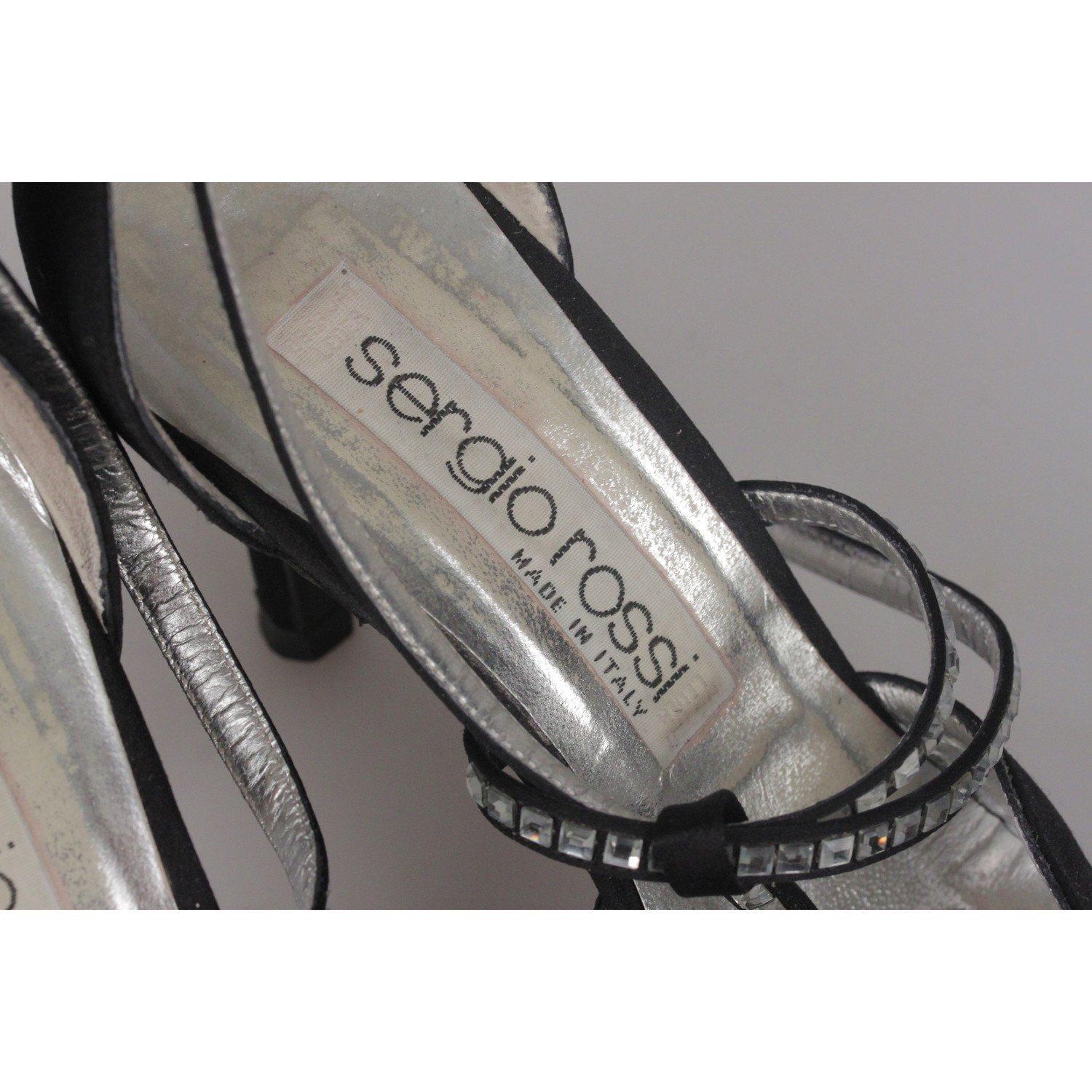 SERGIO ROSSI BlackFabric D'Orsay Shoes HEELS PUMPS with Crystals 36 IT 3
