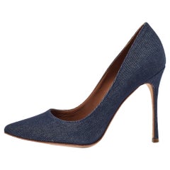 Sergio Rossi Blue Denim Pointed Toe Pumps Size 36