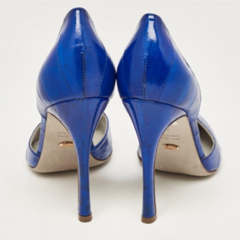 Sergio Rossi Escarpins D'orsay Bleu Eel Taille 38 en vente 1