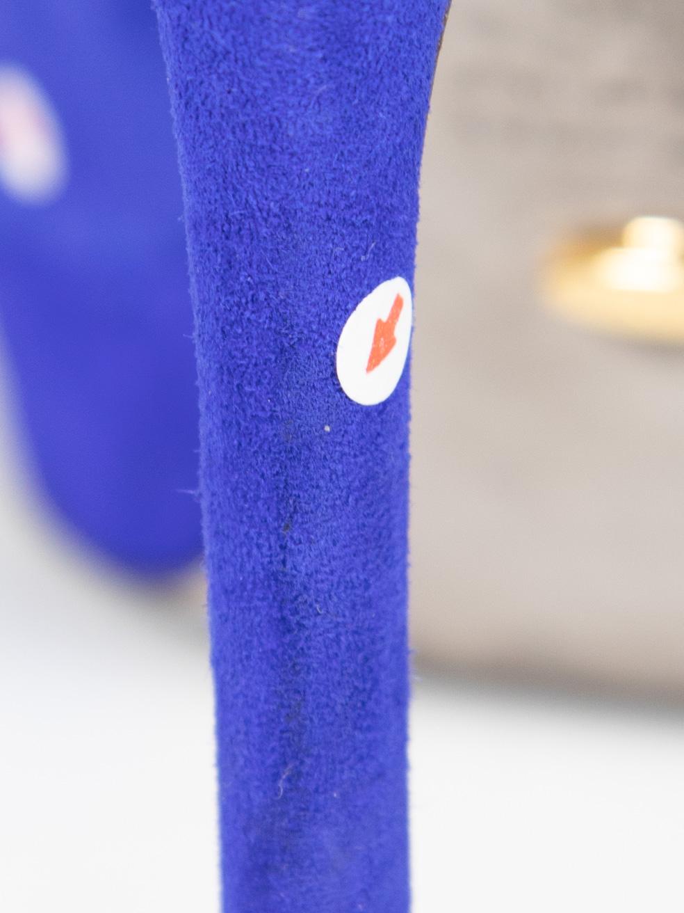 Sergio Rossi - Bottines à découpes en daim bleu, taille IT 38 en vente 3