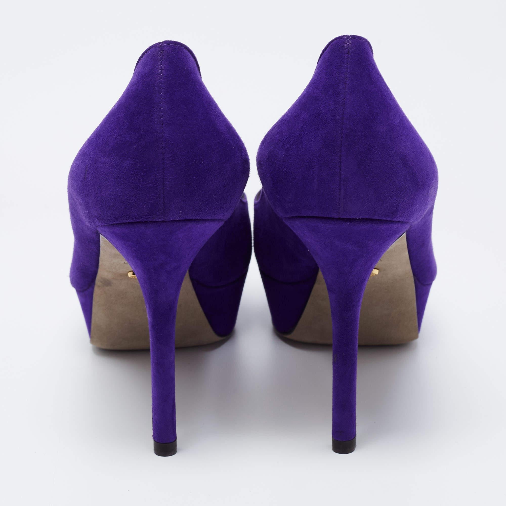 Sergio Rossi Blue Suede Peep Toe Platform Pumps Size 38.5 1