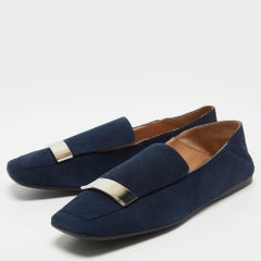 Sergio Rossi Blue Suede SR1 Loafers Size 41