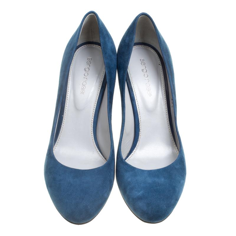 blue suede wedge heels