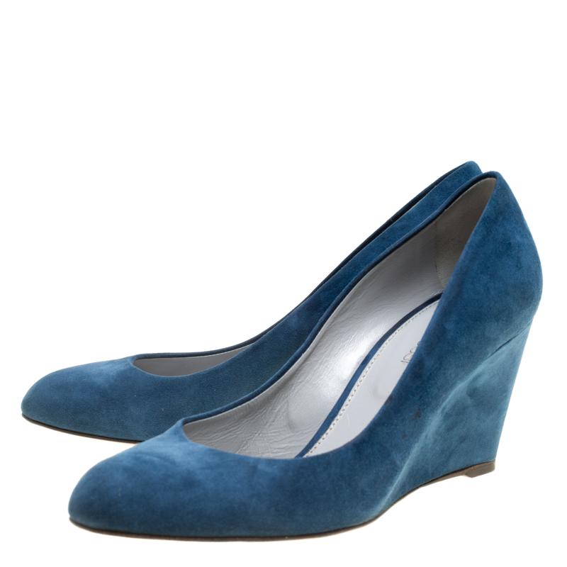 blue suede wedge shoes