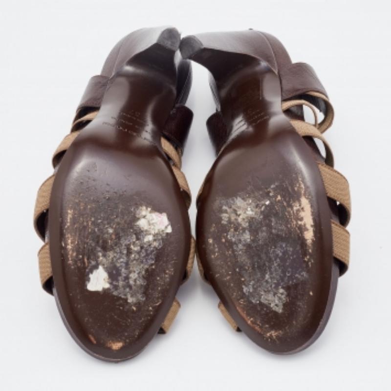 De las mujeres Sergio Rossi Sandalias de tiras elásticas y piel marrón/gris talla 37 en venta