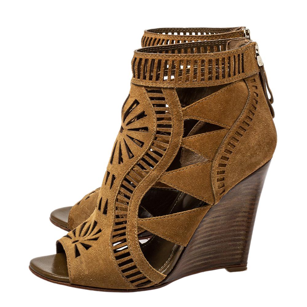 Laser cut open toe booties outlet