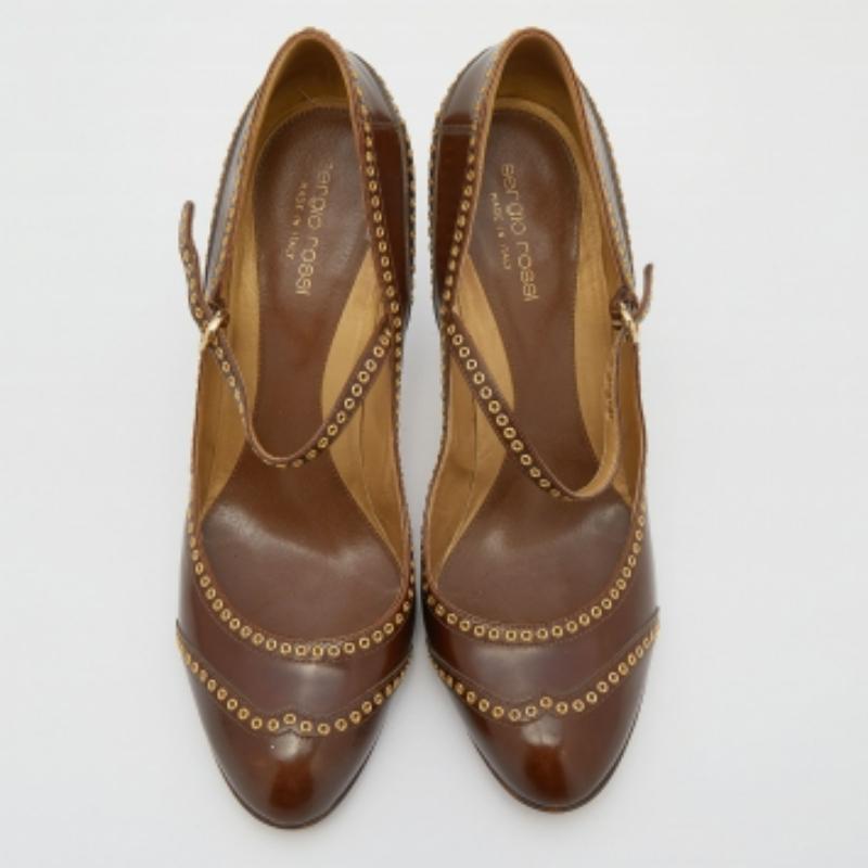 Marrone Sergio Rossi Pumps Mary Jane con occhiello in pelle marrone taglia 40 in vendita