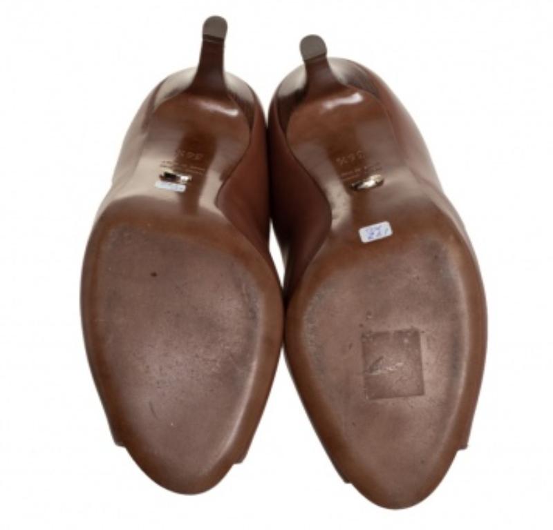 Sergio Rossi Brown Leather Mule Sandals Size 36.5 For Sale 3