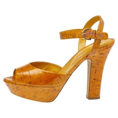 Sergio Rossi Sandales à plateforme en cuir Brown Taille 38