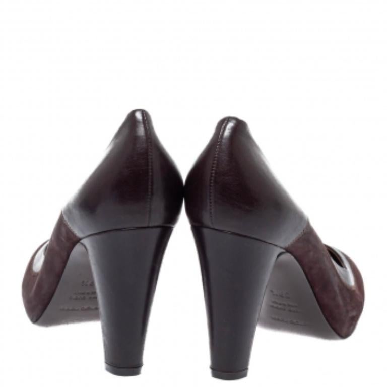 Sergio Rossi Brown Nubuck Leather Platform Pointed Toe Pumps Size 39.5 For Sale 1