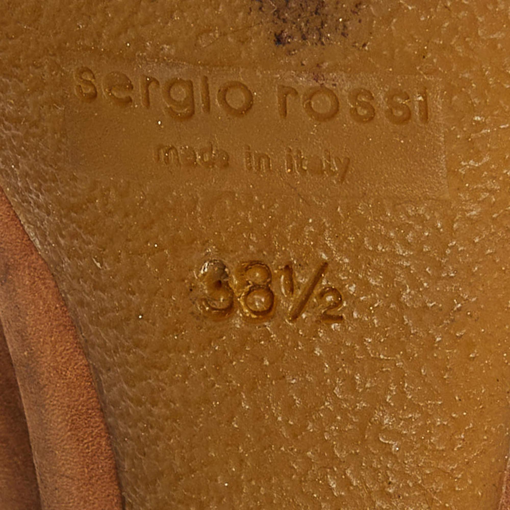 Sergio Rossi Brown Nubuck Leather Zip Platform Mules Size 38.5 For Sale 4