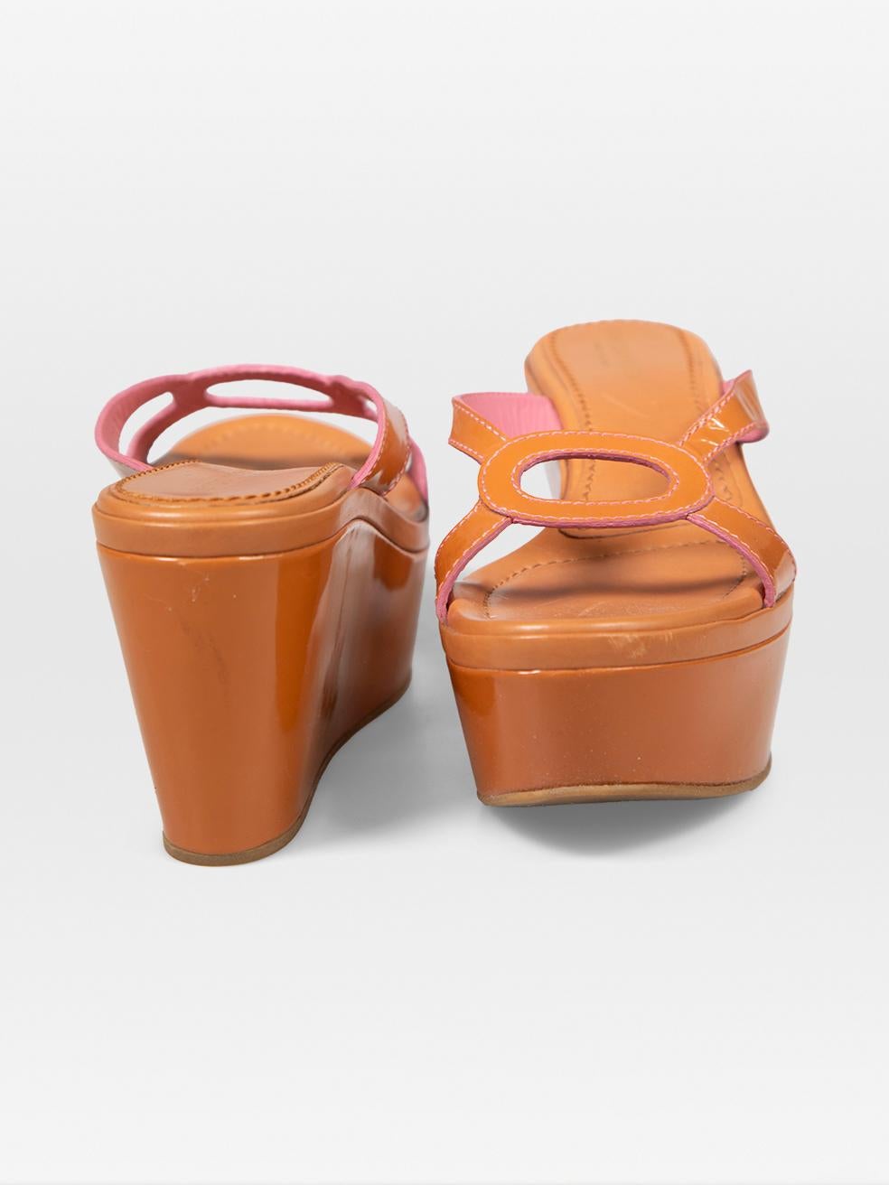 Sergio Rossi Sandalias de plataforma de charol marrón talla IT 38.5 Marrón en venta