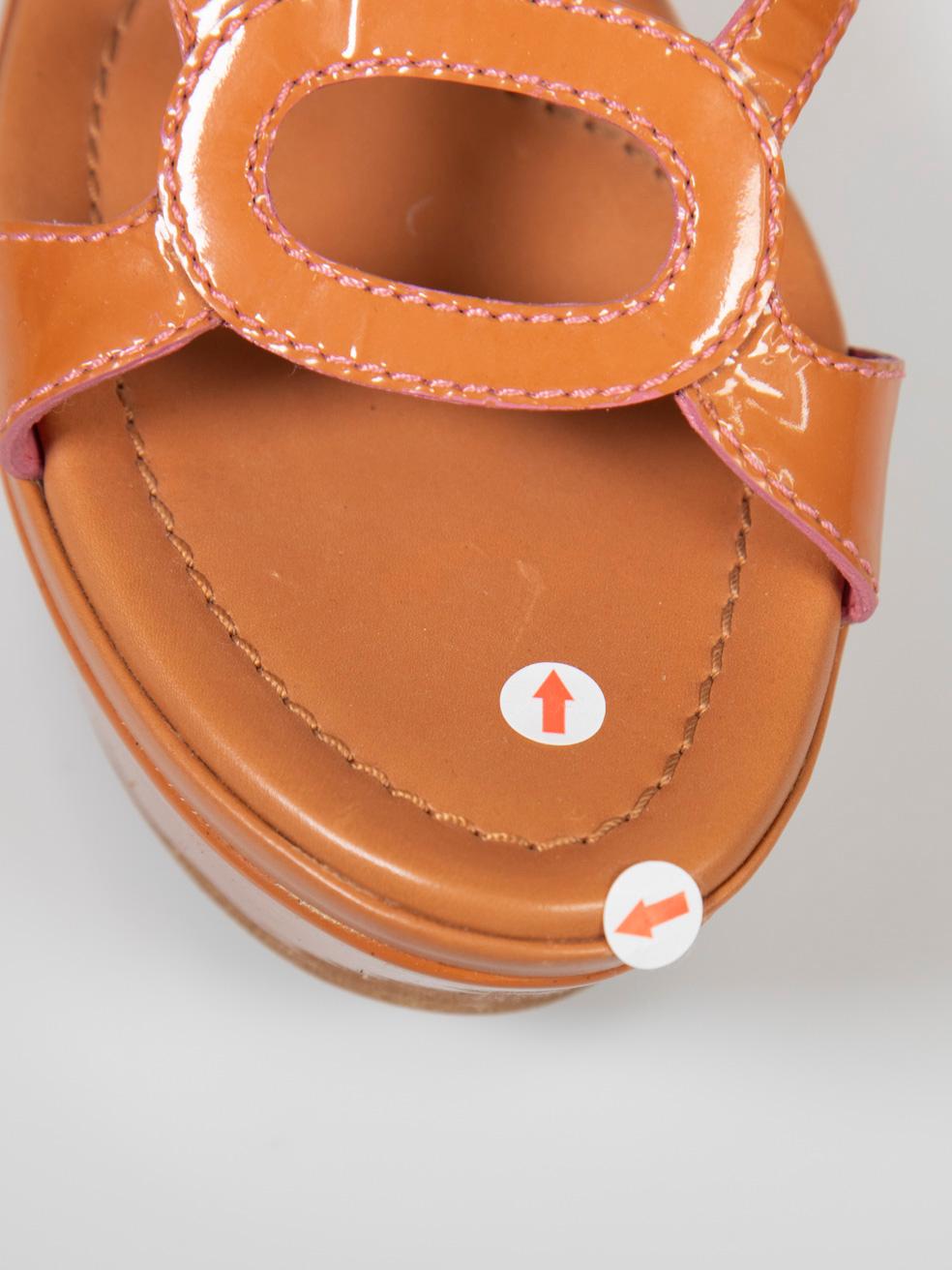 Sergio Rossi Sandalias de plataforma de charol marrón talla IT 38.5 en venta 1