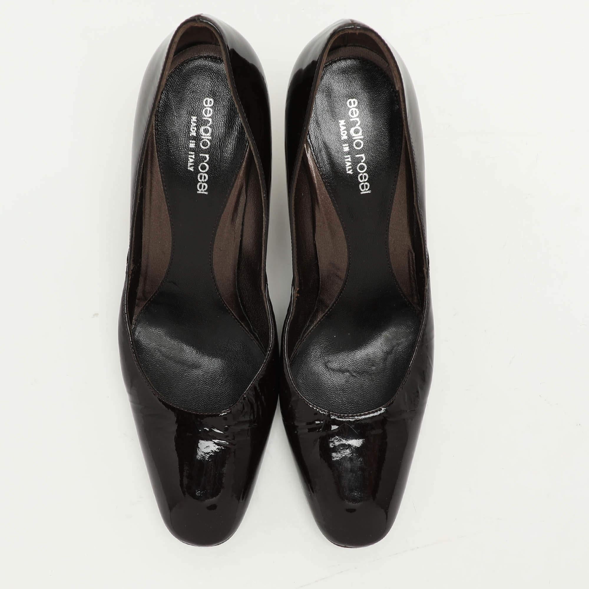 Sergio Rossi Bombas de cuña de charol marrón talla 39.5 Negro en venta